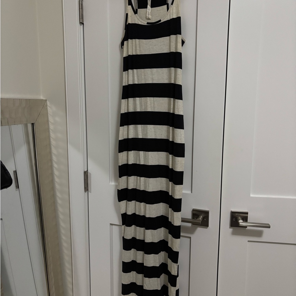 Lulu Lemon Striped Black and Cream Maxi Dress